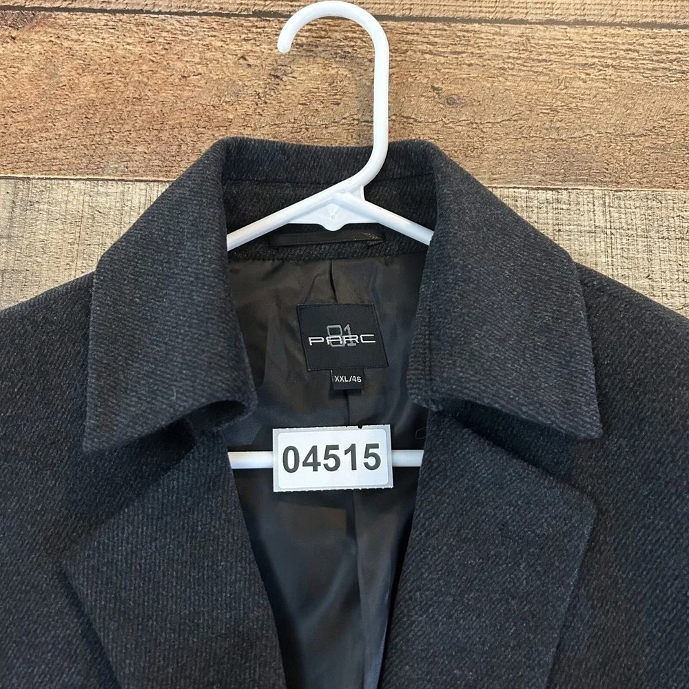 81 Parc Blazer Mens XXL Charcoal Gray‎ Wool Blend Standup Collar Blazer Jacket